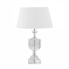 Kryształowa lampa z białym abażurem w stylu glamour cylinder 40cm